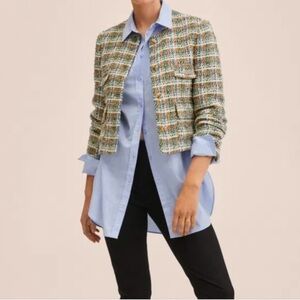 Autres Filles Cropped‎ Boucle Tweed Blazer front pockets